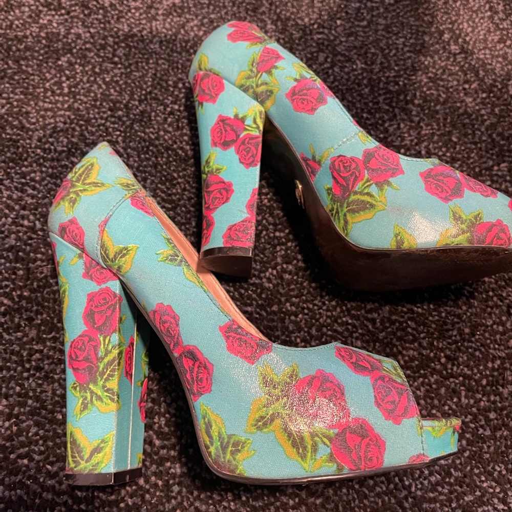 Betsey Johnson floral spring heels